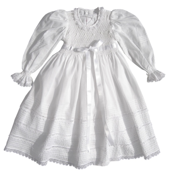 smocked christening gown